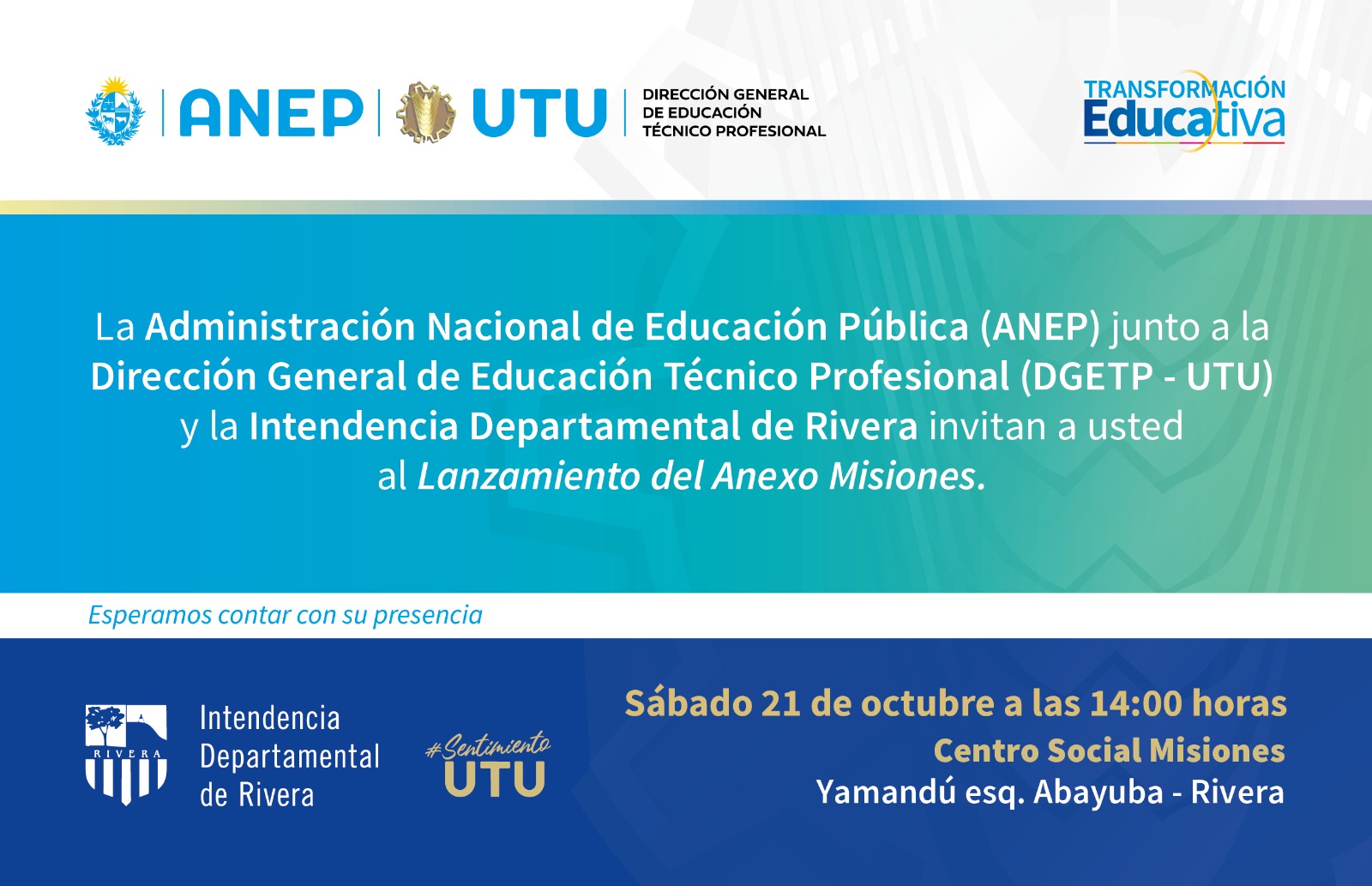 En este momento estás viendo Invitación al Lanzamiento del Anexo Misiones