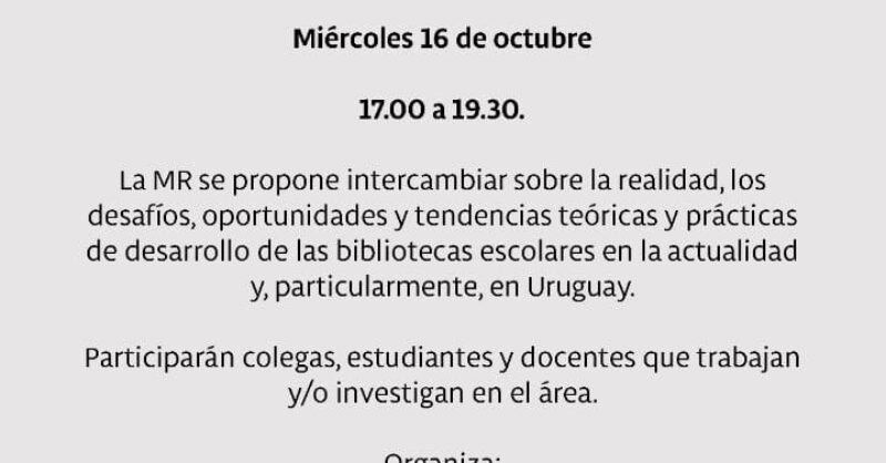 Mesa Redonda sobre Bibliotecas Escolares: Desafíos y Oportunidades en el Contexto Educativo Uruguayo
