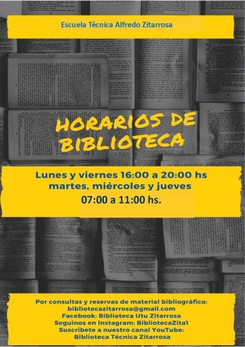 Nuevos Horarios en Esc. Téc. Alfredo Zitarrosa