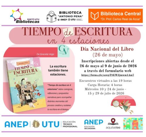 Taller “Tiempo de escritura en 4 estaciones” en Escuela de Artes y Artesanías Dr. Pedro Figari DGETP-UTU