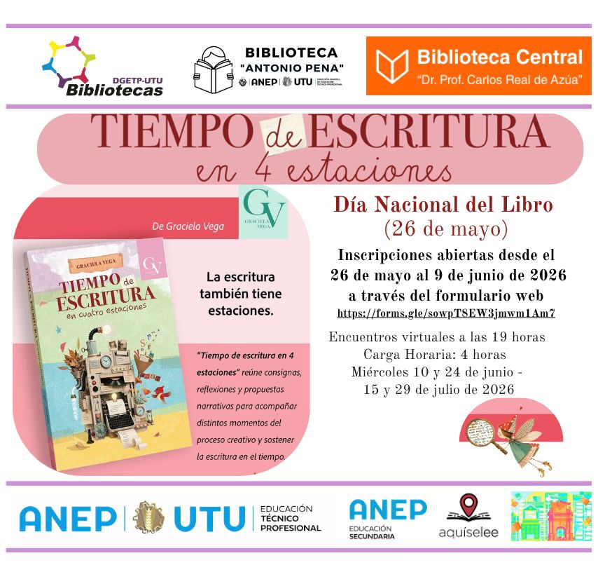 En este momento estás viendo Taller “Tiempo de escritura en 4 estaciones” en Escuela de Artes y Artesanías Dr. Pedro Figari DGETP-UTU